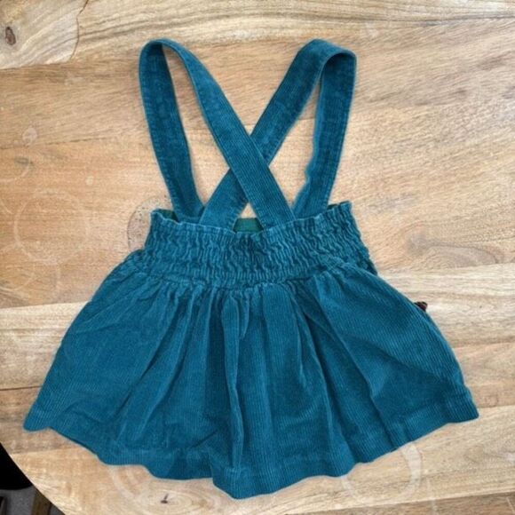 Vintage 80s Green & Red Corduroy Girls Dress Criss Cross Toddler Size 2 Cotton - Picture 4 of 7